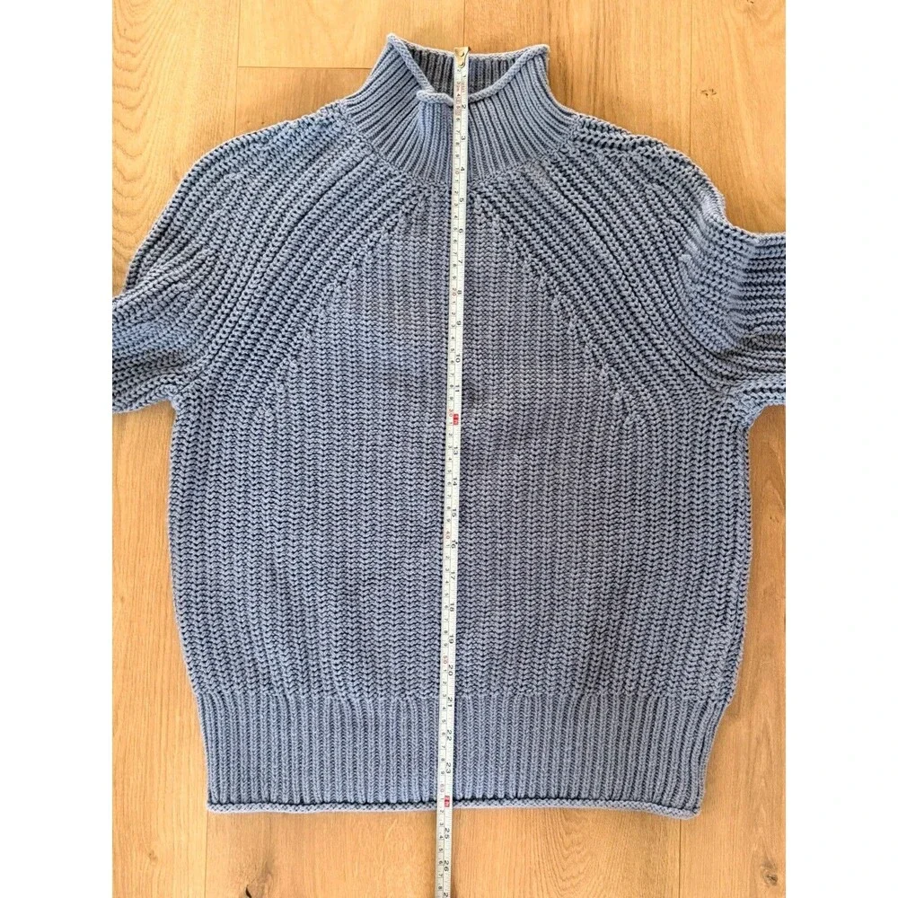 J.Crew Women's XXS Relaxed Marled Rollneck Cotton Sweater Blue 100% cotton